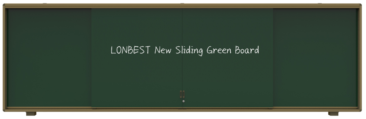Rahmenlose horizontal verschiebbare grüne Tafel
