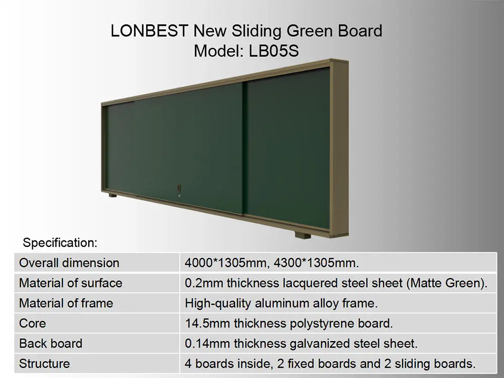 frameless sliding green blackboard